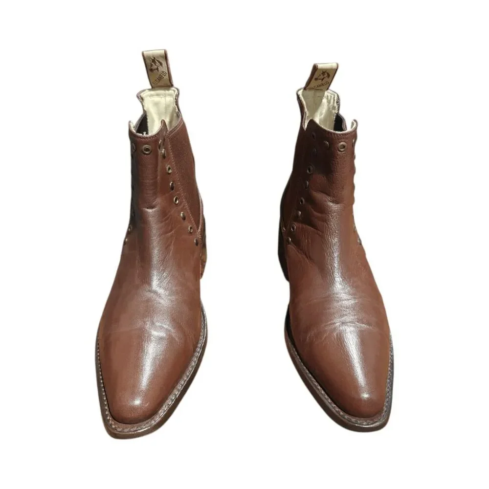 EL CANELO Brown Studded Pull-On Ankle Boot Size 7